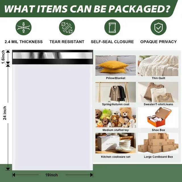 Alt view image 2 of 7 - 10Pack Thick Large Poly Mailers Bags 19x24 for Clothes and Small Bussiness Durable shipping bags waterproof with self Adhesive for packaging clothing