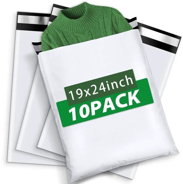 Main image of 10Pack Thick Large Poly Mailers Bags 19x24 for Clothes and Small Bussiness Durable shipping bags waterproof with self Adhesive for packaging clothing
