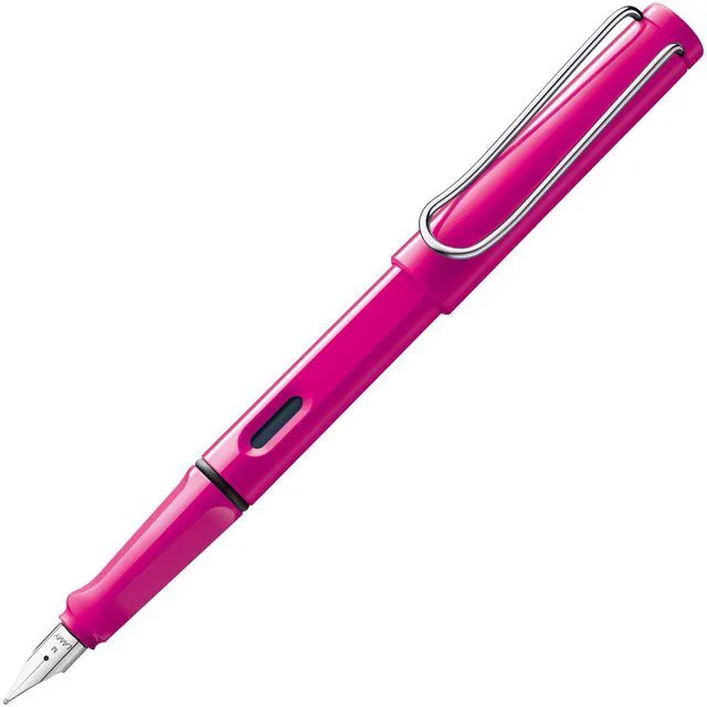 Main image of safari pink - Fountain Pen with ergonomic grip & polished steel nib in size B - ideal for any Writing & Calligraphy - including T 10 blue cartridge - Right-Handed