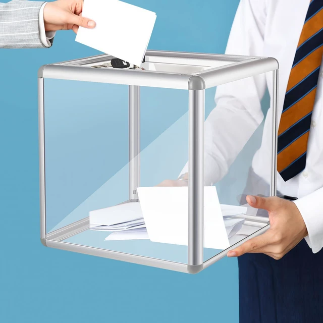 Alt view image 6 of 6 - 2 Pcs Acrylic Ballot Donation Box with Lock, 12x12x12 in Clear Raffle Container in Fundraising Events, Secure Slot with Key Lock, Suggestion Tip Jar, Transparent Acrylic Storage