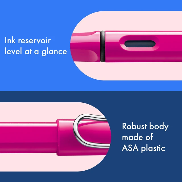 Alt view image 4 of 6 - safari pink - Fountain Pen with ergonomic grip & polished steel nib in size B - ideal for any Writing & Calligraphy - including T 10 blue cartridge - Right-Handed
