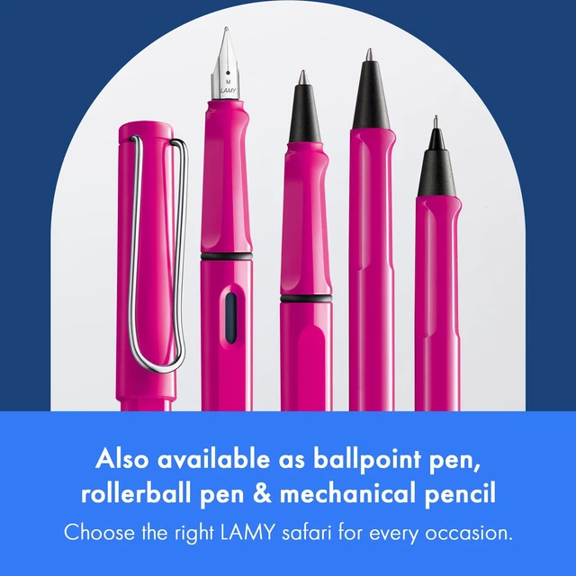 Alt view image 6 of 6 - safari pink - Fountain Pen with ergonomic grip & polished steel nib in size B - ideal for any Writing & Calligraphy - including T 10 blue cartridge - Right-Handed