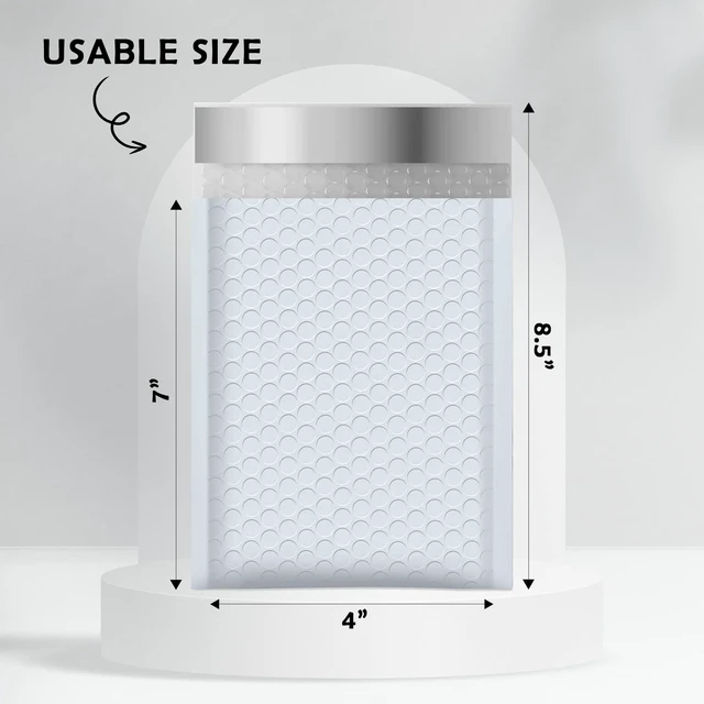 Alt view image 2 of 4 - White Poly Bubble Mailers 4x8 200 Pack Usable 4x7 Waterproof Self Seal Adhesive Shipping Bags, Cushioning Padded Envelopes for Shipping, Mailing, Packaging