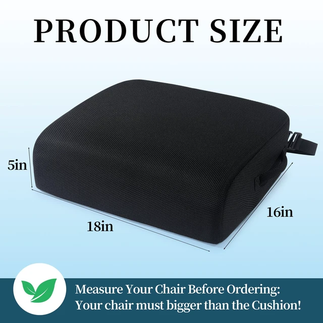 Alt view image 4 of 7 - Extra Thick Chair Cushions,Office Chair Booster Seat Cushion to Raise Seat Height for Pain Relief,18 x 16 x 5 inch Non Slip Memory Foam Thick Cushion with Carry HandleBlack
