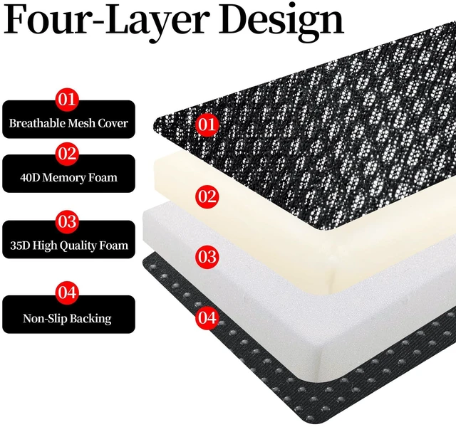 Alt view image 5 of 7 - Extra Thick Chair Cushions,Office Chair Booster Seat Cushion to Raise Seat Height for Pain Relief,18 x 16 x 5 inch Non Slip Memory Foam Thick Cushion with Carry HandleBlack