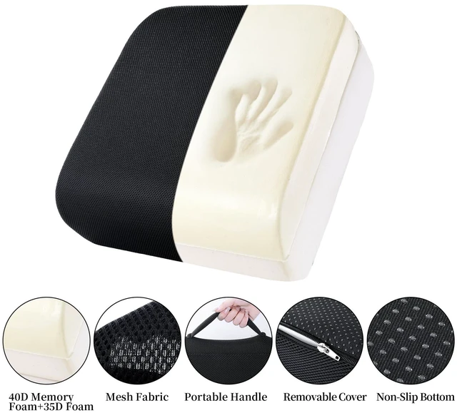 Alt view image 6 of 7 - Extra Thick Chair Cushions,Office Chair Booster Seat Cushion to Raise Seat Height for Pain Relief,18 x 16 x 5 inch Non Slip Memory Foam Thick Cushion with Carry HandleBlack