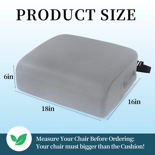 Alt view image 3 of 7 - Extra Thick Chair Cushions,Office Chair Booster Seat Cushion to Raise Seat Height for Pain Relief,18 x 16 x 6 inch Non Slip Memory Foam Thick Cushion with Carry HandleGrey