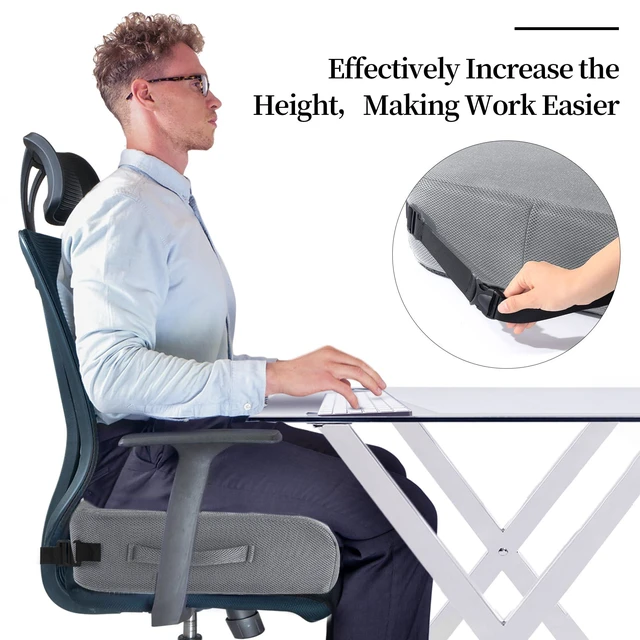 Alt view image 2 of 7 - Extra Thick Chair Cushions,Office Chair Booster Seat Cushion to Raise Seat Height for Pain Relief,18 x 16 x 6 inch Non Slip Memory Foam Thick Cushion with Carry HandleGrey