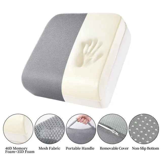 Alt view image 4 of 7 - Extra Thick Chair Cushions,Office Chair Booster Seat Cushion to Raise Seat Height for Pain Relief,18 x 16 x 6 inch Non Slip Memory Foam Thick Cushion with Carry HandleGrey