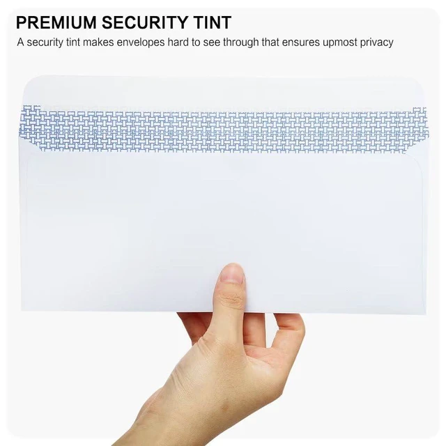 Alt view image 3 of 7 - #10 Security Self-Seal Envelopes, No.10 Windowless Bussiness Envelopes, Security Tinted with Printer Friendly Design - Size 4-1/8 x 9-1/2 Inch - White - 24 LB - 500 Pack
