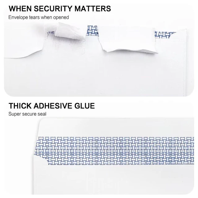 Alt view image 4 of 7 - #10 Security Self-Seal Envelopes, No.10 Windowless Bussiness Envelopes, Security Tinted with Printer Friendly Design - Size 4-1/8 x 9-1/2 Inch - White - 24 LB - 500 Pack