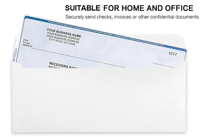 Alt view image 7 of 7 - #10 Security Self-Seal Envelopes, No.10 Windowless Bussiness Envelopes, Security Tinted with Printer Friendly Design - Size 4-1/8 x 9-1/2 Inch - White - 24 LB - 500 Pack