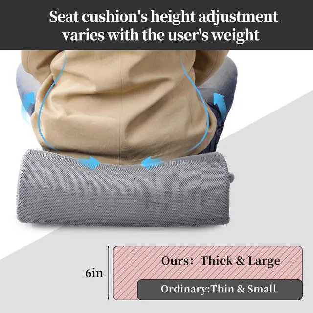 Alt view image 6 of 7 - Extra Thick Chair Cushions,Office Chair Booster Seat Cushion to Raise Seat Height for Pain Relief,18 x 16 x 6 inch Non Slip Memory Foam Thick Cushion with Carry HandleGrey