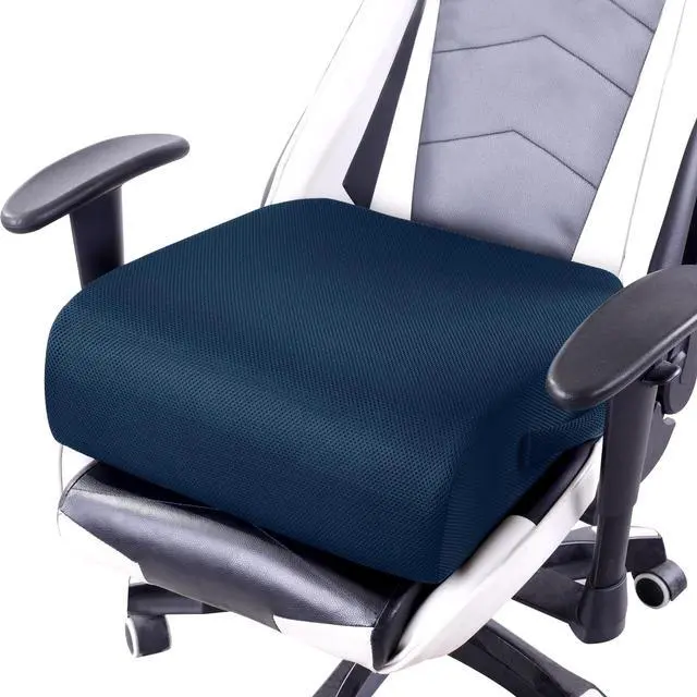Main image of Extra Thick Chair Cushions, Office Chair Booster Seat Cushion to Raise Seat Height for Pain Relief,18 x 16 x 6 inch Non Slip Memory Foam Thick Cushion with Carry HandleNavy Blue