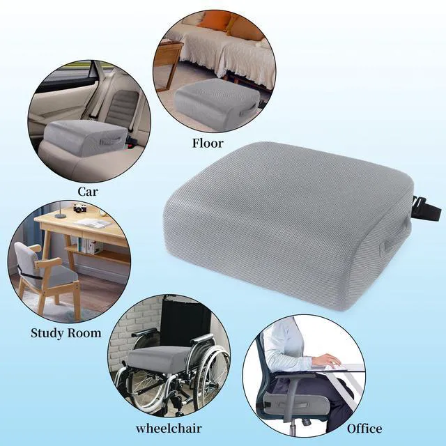 Alt view image 7 of 7 - Extra Thick Chair Cushions,Office Chair Booster Seat Cushion to Raise Seat Height for Pain Relief,18 x 16 x 6 inch Non Slip Memory Foam Thick Cushion with Carry HandleGrey