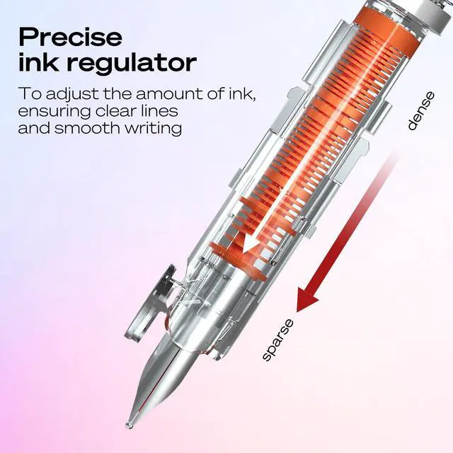 Alt view image 5 of 7 - Retractable Fountain Pen Set: Black Ink Fine Nib, 5 Refillable Ink Cartridges Included, No Leaking Smooth Writing for Calligraphy Journaling Gift (Pink)