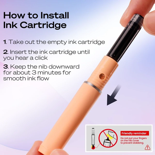 Alt view image 3 of 7 - Clictek Retractable Fountain Pen: Fine Black Ink with 5 Cartridges F Nib Refillable Design No leaking Smooth Writing for Calligraphy Sketching Journaling Note-taking Office School Home Gift