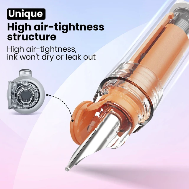 Alt view image 5 of 7 - Clictek Retractable Fountain Pen: Fine Black Ink with 5 Cartridges F Nib Refillable Design No leaking Smooth Writing for Calligraphy Sketching Journaling Note-taking Office School Home Gift