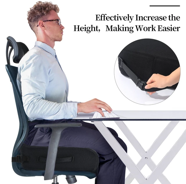 Alt view image 3 of 7 - Extra Thick Chair Cushions,Office Chair Booster Seat Cushion to Raise Seat Height for Pain Relief,18 x 16 x 5 inch Non Slip Memory Foam Thick Cushion with Carry HandleBlack