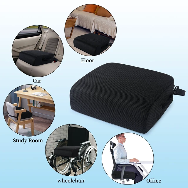 Alt view image 7 of 7 - Extra Thick Chair Cushions,Office Chair Booster Seat Cushion to Raise Seat Height for Pain Relief,18 x 16 x 5 inch Non Slip Memory Foam Thick Cushion with Carry HandleBlack