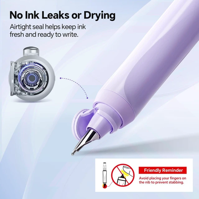 Alt view image 4 of 7 - Fountain Pen Fine Nib: Retractable Black Ink Pens Set Includes 5 Ink Cartridges Smooth Writing for Calligraphy Sketching Journaling Gift (Purple)