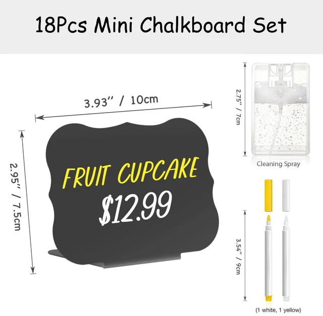 Alt view image 3 of 7 - 18 Pcs Food Labels for Party Buffet 4"x3" Mini Chalkboard Signs w/Cleaning Spray Include 2 Liquid Chalk Markers for Food Display - Food Tags- Table Place Card (Waved Shape)
