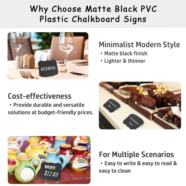 Alt view image 4 of 7 - 18 Pcs Food Labels for Party Buffet 4"x3" Mini Chalkboard Signs w/Cleaning Spray Include 2 Liquid Chalk Markers for Food Display - Food Tags- Table Place Card (Waved Shape)