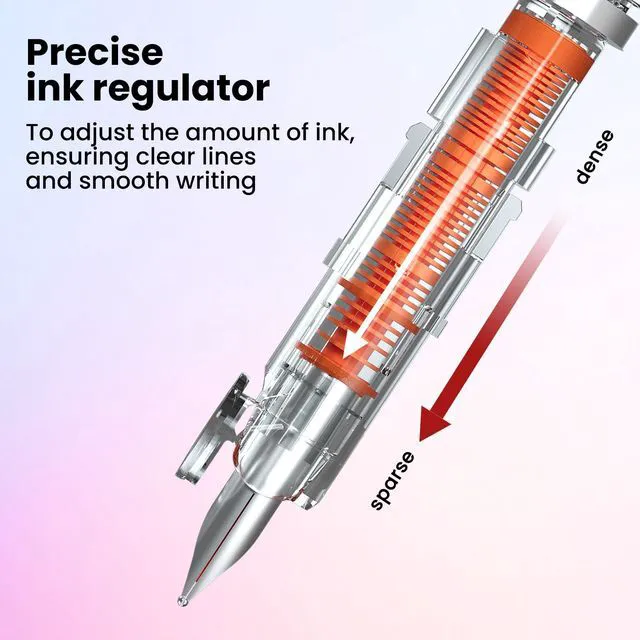 Alt view image 6 of 7 - Clictek Retractable Fountain Pen: Fine Black Ink with 5 Cartridges F Nib Refillable Design No leaking Smooth Writing for Calligraphy Sketching Journaling Note-taking Office School Home Gift