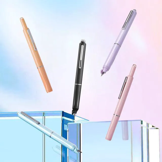 Alt view image 7 of 7 - Fountain Pen Fine Nib: Retractable Black Ink Pens Set Includes 5 Ink Cartridges Smooth Writing for Calligraphy Sketching Journaling Gift (Purple)