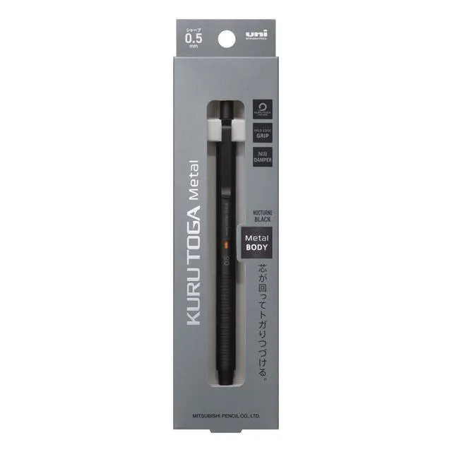 Alt view image 2 of 6 - Uni Kuru Toga Metal Mechanical Pencil, Auto Lead Rotation, 0.5mm Fine Point, All-Metal Body, Nocturne Black, M5KH1P.24