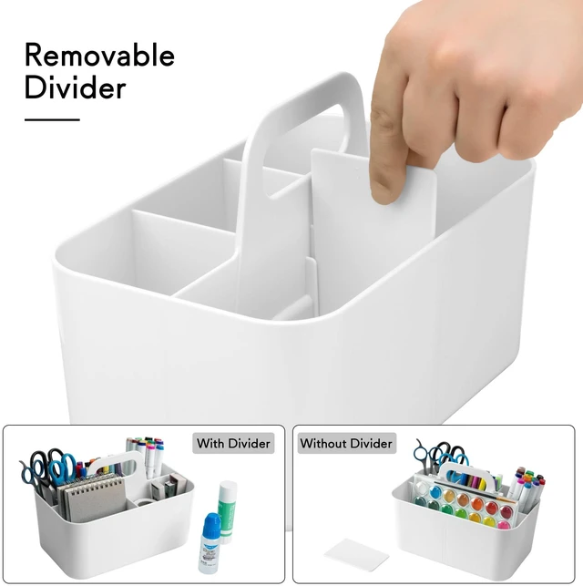 Alt view image 4 of 7 - Multipurpose Caddy Organizer, Plastic Caddy with Handle, Stackable Desk Organizer for Stationery, Marker and Pencil, Office Supplies Organizer, Dorm Caddy