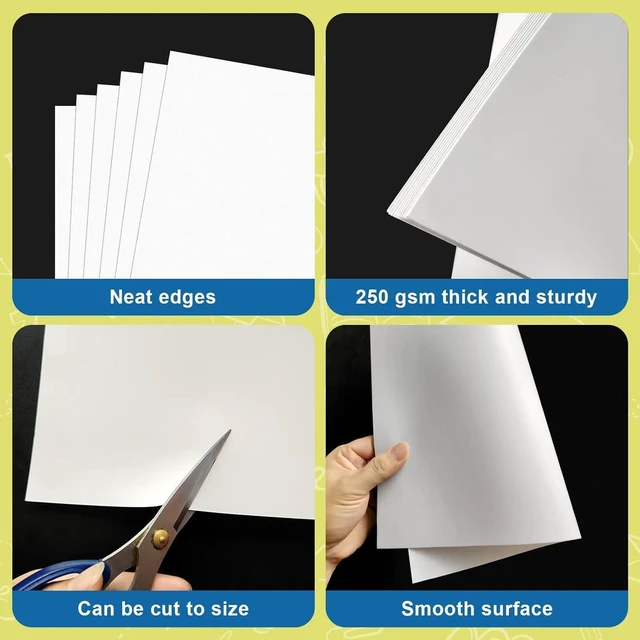 Alt view image 3 of 6 - 200 Pcs Poster Board White Poster Paper Bulk 11x14, 250Gsm Thickness Vision Boards Smart Posterboard for School Arts Craft Projects Presentations Drawing Scrapbooking Blank Graphic Display