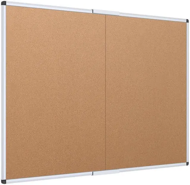 Main image of Cork Bulletin Board/Foldable Noticeboard, 36 X 24 Inches, Silver Aluminium Frame
