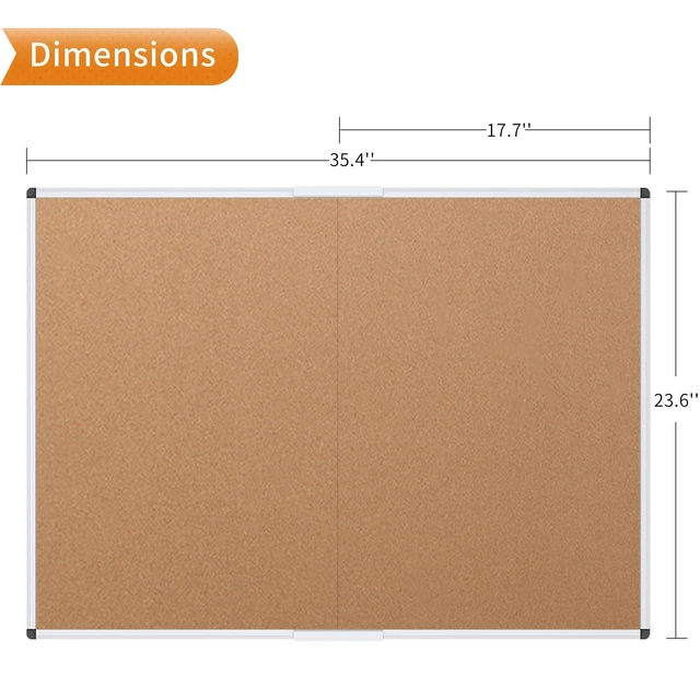 Alt view image 2 of 6 - Cork Bulletin Board/Foldable Noticeboard, 36 X 24 Inches, Silver Aluminium Frame