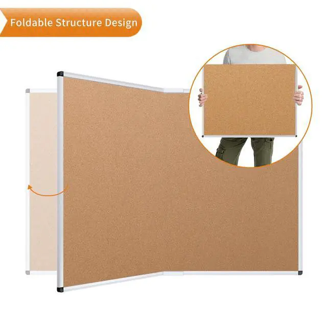 Alt view image 4 of 6 - Cork Bulletin Board/Foldable Noticeboard, 36 X 24 Inches, Silver Aluminium Frame