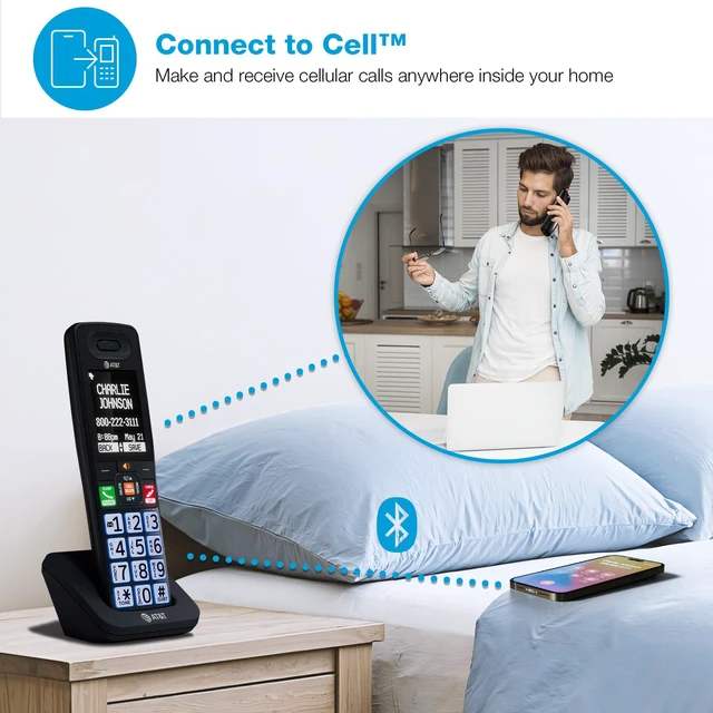 Alt view image 4 of 7 - DECT 6.0 Additional Handset for BL108 Series, No Phone Jack Needed, Smart Call Blocker, Bluetooth Connect to Cell, Caller ID Announce | BL108-0