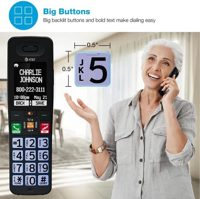 Alt view image 6 of 7 - DECT 6.0 Additional Handset for BL108 Series, No Phone Jack Needed, Smart Call Blocker, Bluetooth Connect to Cell, Caller ID Announce | BL108-0