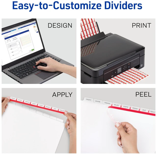 Alt view image 2 of 6 - Index Maker Clear Label Dividers, 8-Tab, White, 25 Sets For Organizing Reports and Presentations, Laser and Inkjet Printable, Reinforced Tear-Resistant Tabs, For 3-Ring Binders