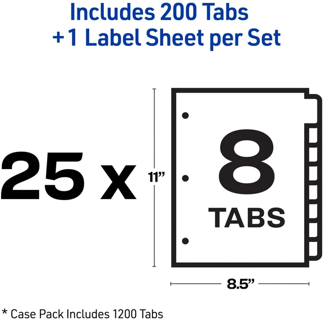 Alt view image 5 of 6 - Index Maker Clear Label Dividers, 8-Tab, White, 25 Sets For Organizing Reports and Presentations, Laser and Inkjet Printable, Reinforced Tear-Resistant Tabs, For 3-Ring Binders