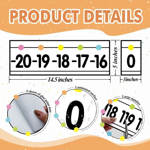 Alt view image 3 of 7 - 29 Pieces Number Line for Classroom Wall -20 to 120 Number Line Bulletin Board Border Pastel Classroom Decorations Math Posters for Teachers