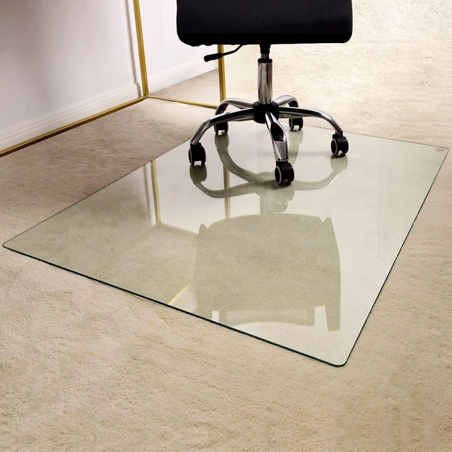 Main image of 36" x 46" Office Chair Mat for Carpet, Tempered Glass Floor Mat Shatterproof Heavy-Duty Hard Floor Mat for Office Chair on Carpet - 1/6" Thick Clear Computer Desk Mat with 4 Anti-Slip Pads