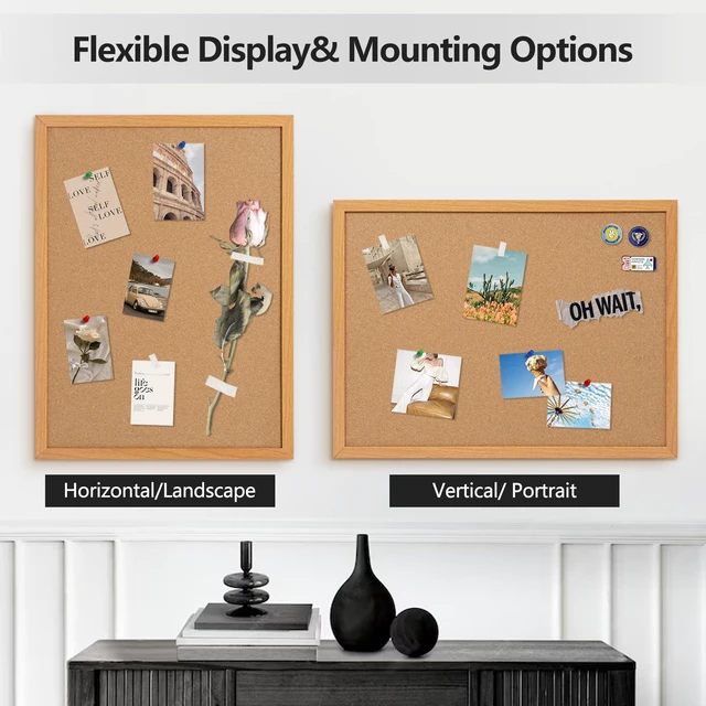 Alt view image 3 of 7 - 2 Pack Cork Board Bulletin Board 30 x 42, Oak Framed 4x3 Corkboard Hanging Office Board for Wall Decor, Large Wall Mounted Notice Pin Board with 30 Push Pins, Ideal for School, Home & Office