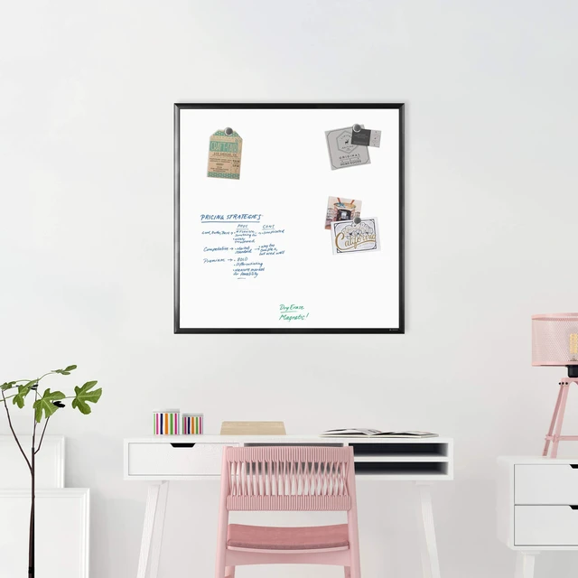 Alt view image 3 of 7 - Magnetic Dry Erase Board White Board, 36" x 36" Inches, Black Wood Frame (2892U00-01)