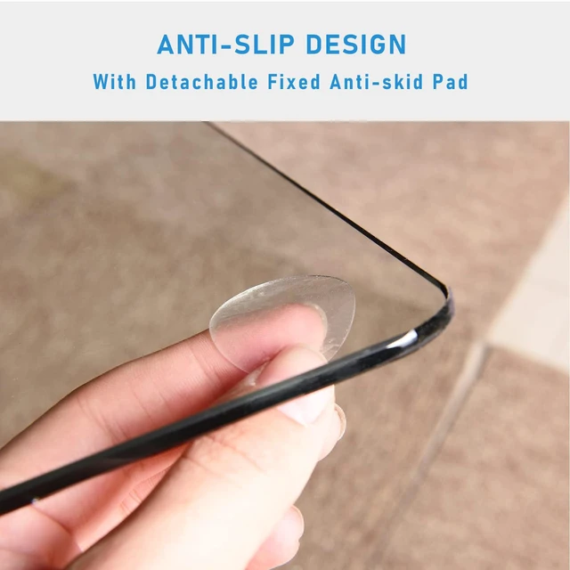 Alt view image 6 of 7 - 36" x 46" Office Chair Mat for Carpet, Tempered Glass Floor Mat Shatterproof Heavy-Duty Hard Floor Mat for Office Chair on Carpet - 1/6" Thick Clear Computer Desk Mat with 4 Anti-Slip Pads