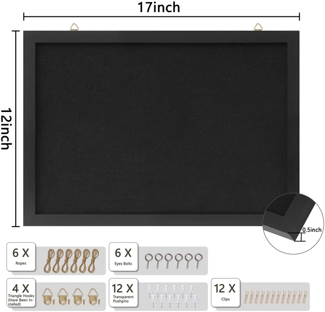 Alt view image 2 of 7 - Cork Board with Linen Black 2Pack,Bulletin Board 17"x12" Corkboards for Office Home School Message Board or Vision Board Decoration