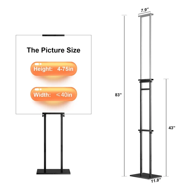 Alt view image 3 of 7 - 2Pack Display Stand Sign Holder, Heavy Duty Adjustable Poster Stand Pedestal Sign Stand with Non-Slip Base, Up to 75inch, Double-Sided for Board & Foam Sign, Fit Wedding, Restaurant, Business