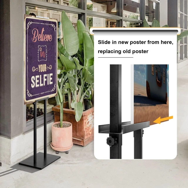 Alt view image 6 of 7 - 2Pack Display Stand Sign Holder, Heavy Duty Adjustable Poster Stand Pedestal Sign Stand with Non-Slip Base, Up to 75inch, Double-Sided for Board & Foam Sign, Fit Wedding, Restaurant, Business