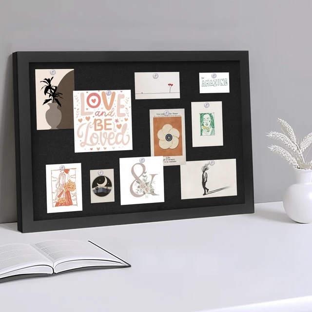 Alt view image 6 of 7 - Cork Board with Linen Black 2Pack,Bulletin Board 17"x12" Corkboards for Office Home School Message Board or Vision Board Decoration