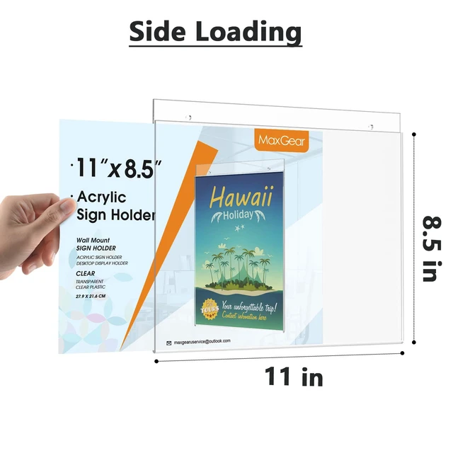 Alt view image 2 of 6 - Wall Mount Sign Holder, 8.5 x 11 Landscape, 6 Pack Clear Acrylic Material, Easy Wall Installation with Included Screws and Pre-drilled Holes, Ideal for for Signs and Notices