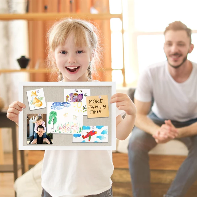 Alt view image 6 of 6 - Cork Board with Linen White 2Pack,Bulletin Board 17"x12" Hanging Corkboards for Office Home School Message Board or Vision Board Decoration
